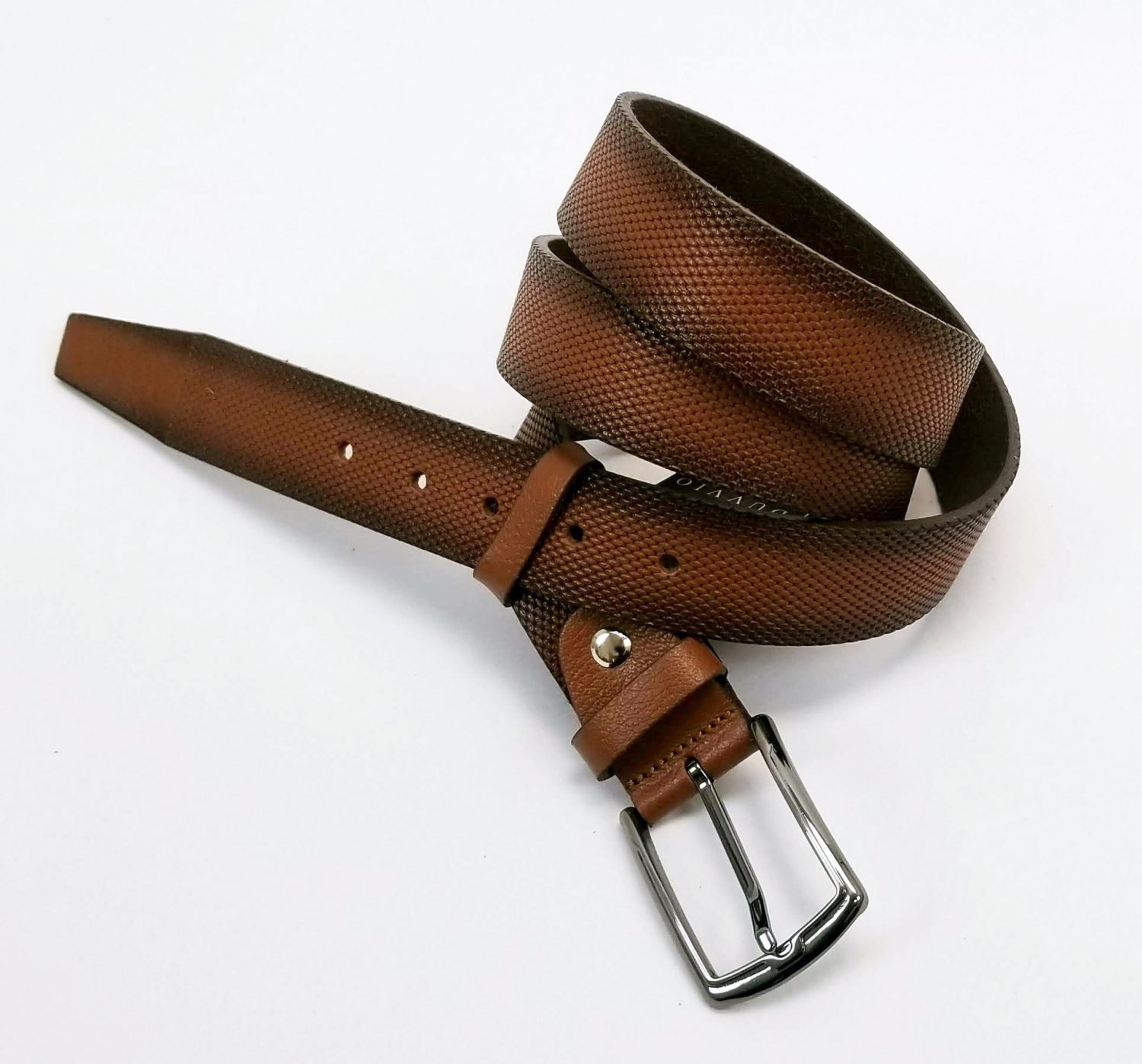 Textured Leather Belt, Tan