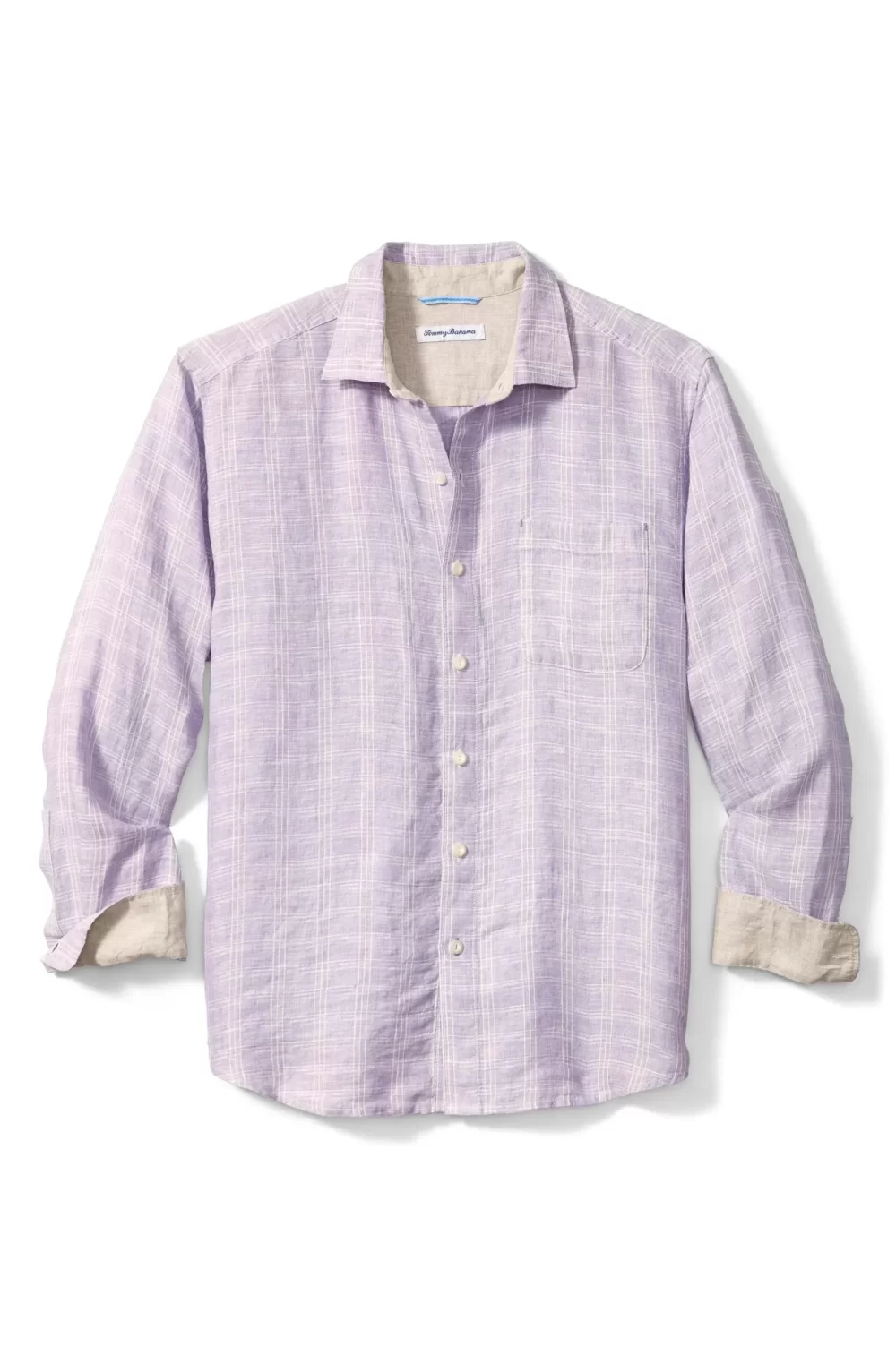 Tommy Bahama: Plaid Linen Shirt-Lavender