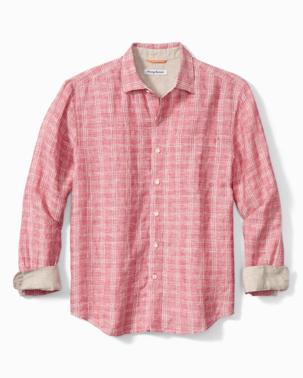 Tommy Bahama: Plaid Linen Shirt-Rose